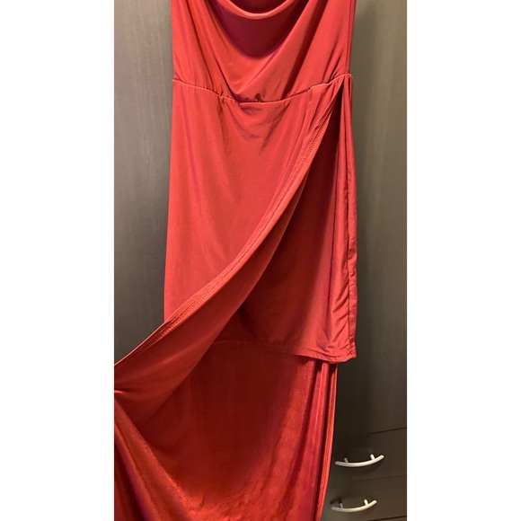 Boohoo Strapless Side Slit Dress - Picture 2 of 3